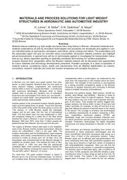 Materials and Process Solutions for Light Weight Structures