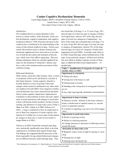 Canine Cognitive Dysfunction/ Dementia