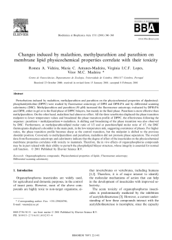 Changes induced by malathion, methylparathion and