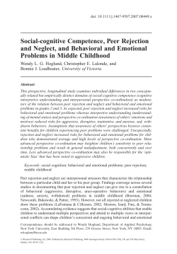 Social-cognitive Competence, Peer Rejection and Neglect, and