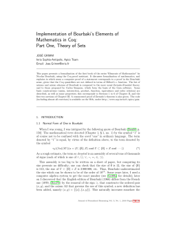 Implementation of Bourbaki`s Elements of Mathematics in Coq: Part