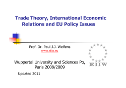 Trade Theory, International Economic Relations and EU Policy Issues