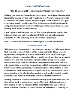 Do It Yourself Homemade Plant Fertilizers