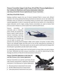 Pressure Transmitter Usage in Lube Pump, Oil and Filter Pressure