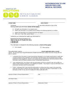 Medical Release Form - Seattle PT Solutions