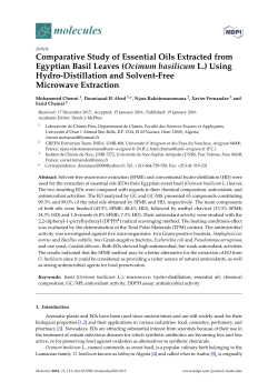 Comparative Study of Essential Oils Extracted from Egyptian
