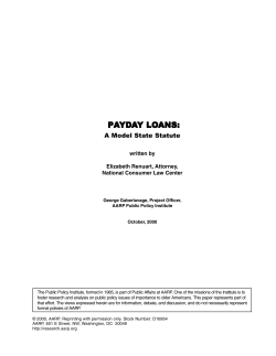 Payday Loans: A Model State Statute