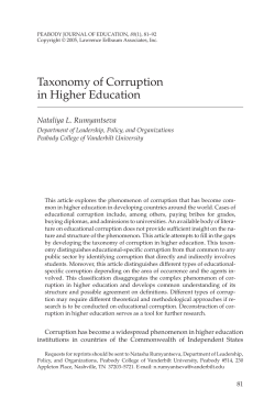 Taxonomy of Corruption in Higher Education by N. Rumyantseva