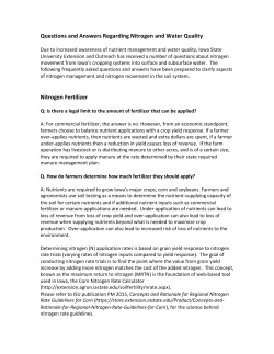 Questions and Answers Regarding Nitrogen and Water Quality