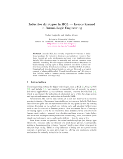 Inductive datatypes in HOL &mdash; lessons learned in Formal