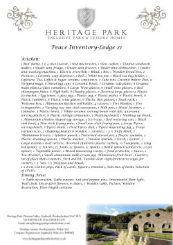 Peace Inventory-Lodge 21 Kitchen: 1 Red kettle, 1 x 4 slice toaster