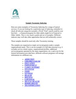 Taxonomy Indexing Samples - Alliance of Information and Referral