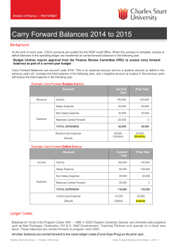 Carry Forward Balances 2014 to 2015 - Finance