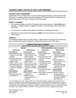 TEACHER FLUENCY FOR TITLE III, PART A