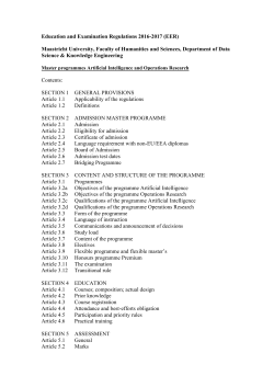 Education and Examination Regulations Masters Artificial