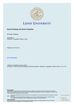 Social Ontology and Social Cognition lo Presti