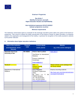 Erasmus+ Programme Key Action 1 &ndash; Mobility for learners and staff