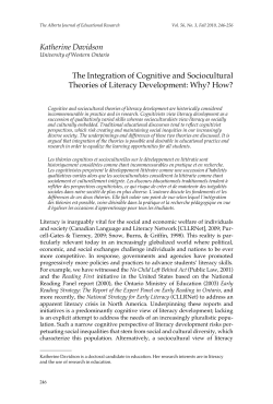 Katherine Davidson The Integration of Cognitive and Sociocultural