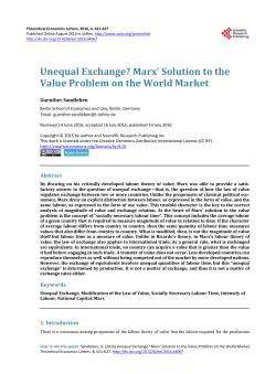 Unequal Exchange? Marx` Solution to the Value Problem on the