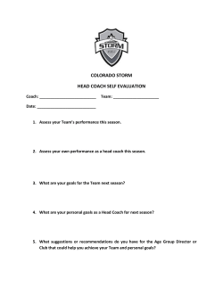 COLORADO STORM HEAD COACH SELF EVALUATION