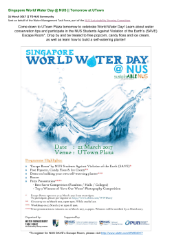 Singapore World Water Day @ NUS || Tomorrow at UTown Come