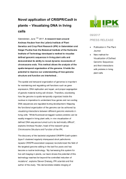 Novel application of CRISPR/Cas9 in plants