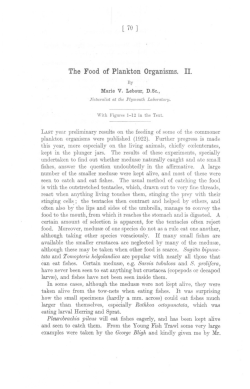 The Food of Plankton Organisms. II.