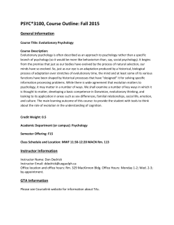 Evolutionary Psychology (PSYC*3100)
