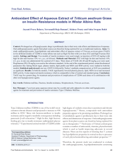 Antioxidant Effect of Aqueous Extract of Triticum aestivum Grass on