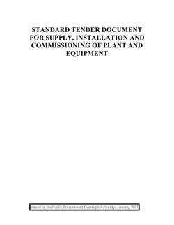 supply, installation and commissioning of plant and equipment