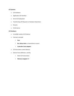 I/O Systems I/O Hardware Application I/O Interface Kernel I/O