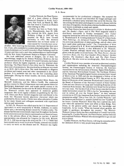 Cynthia Westcott, 1898-1983 R. K. Horst Cynthia Westcott, the Plant