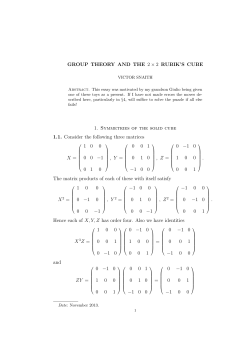 GROUP THEORY AND THE 2 &times; 2 RUBIK`S CUBE 1