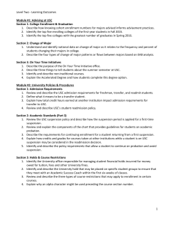 Level Two - Learning Outcomes 1 Module #1: Advising at USC