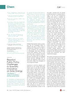 Public Policy Challenges to Scientific Innovation on Solar Energy