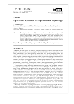 Operations Research in Experimental Psychology