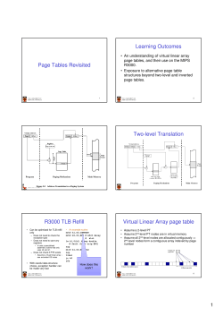Page Tables Revisited Learning Outcomes Two