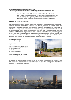 Globalisation and International Health Law A doctoral programme