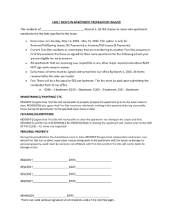 EARLY MOVE-IN APARTMENT PREPARATION WAIVER The