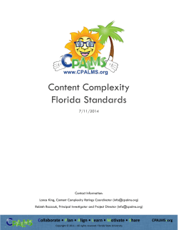 Cognitive Complexity NGSSS and CCSS Definitions