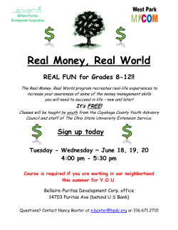 Real Money, Real World - Bellaire Puritas Development Corporation
