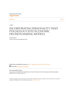 incorporating personality trait pyschology into economic decision
