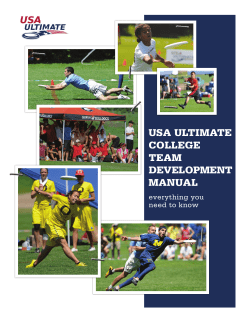 USA ULTIMATE CoLLEgE TEAM DEvELopMEnT MAnUAL