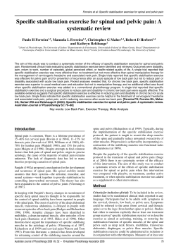 Specific stabilisation exercise for spinal and pelvic pain