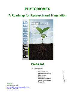 PHYTOBIOMES A Roadmap for Research and Translation Press Kit