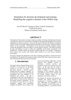 Simulation for doctrine development and training: Modelling the