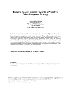 Keeping Face in Crises: Towards a Proactive Crisis Response