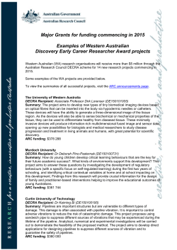 Major Grants for funding commencing in 2015 Examples of Western