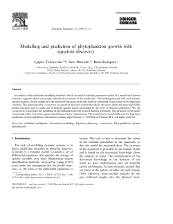 Modelling and prediction of phytoplankton growth with equation