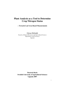 Plant Analysis as a Tool to Determine Crop Nitrogen Status